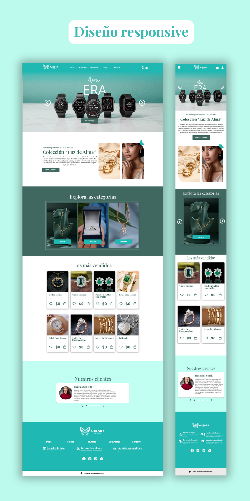 Diseño de página web para una joyería. Diseño elegante y responsive 