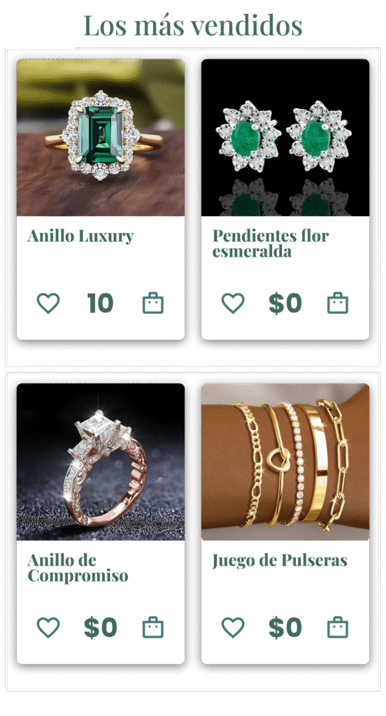 Diseño de la cuadrícula de productos para la página web de una joyería 